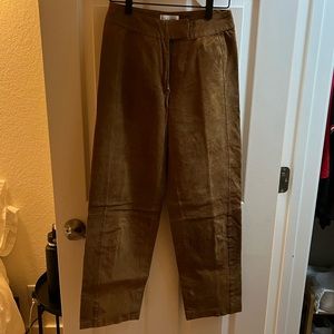 Brown leather suede-feel pants